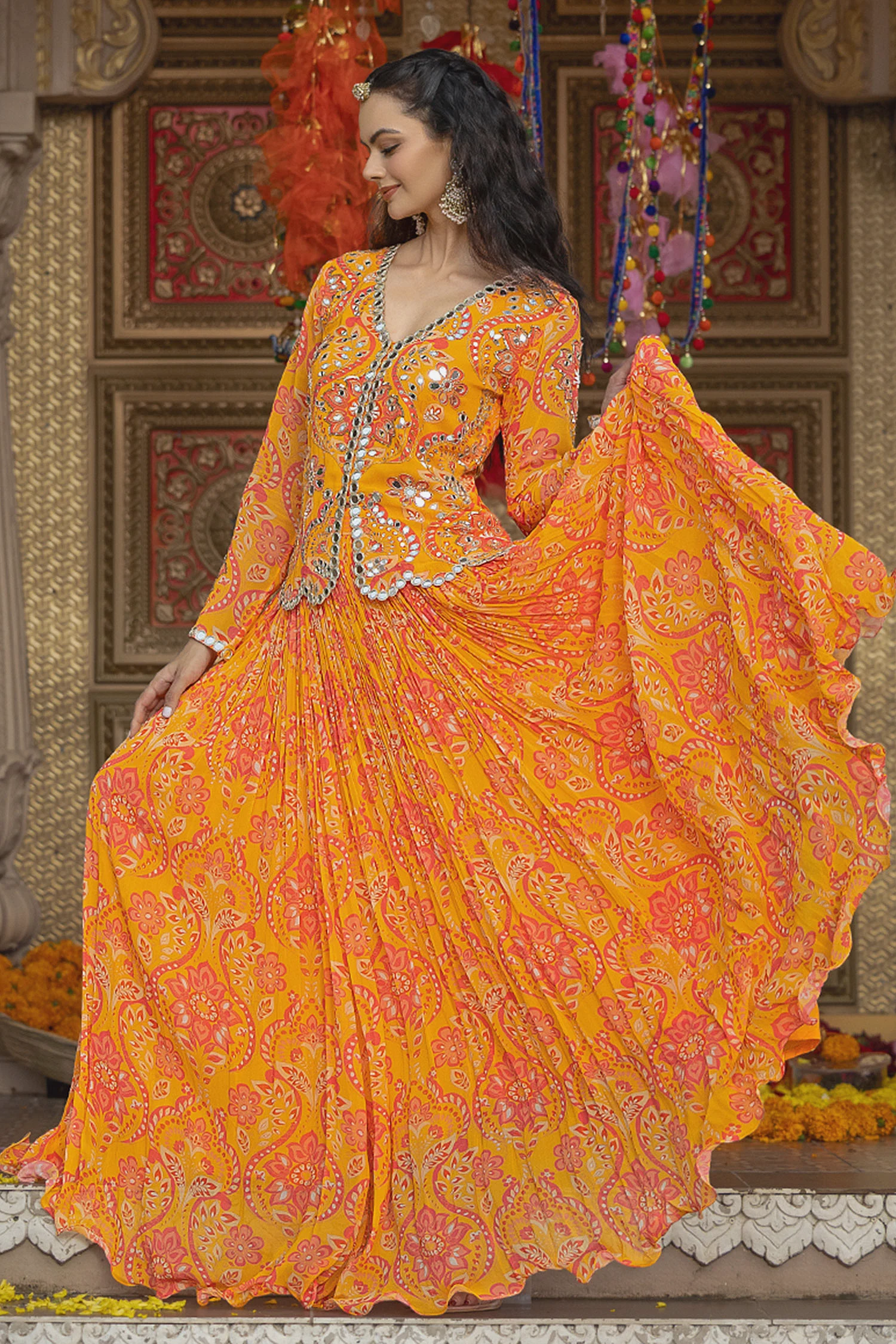 Mastani Printed Jacket Lehenga Set