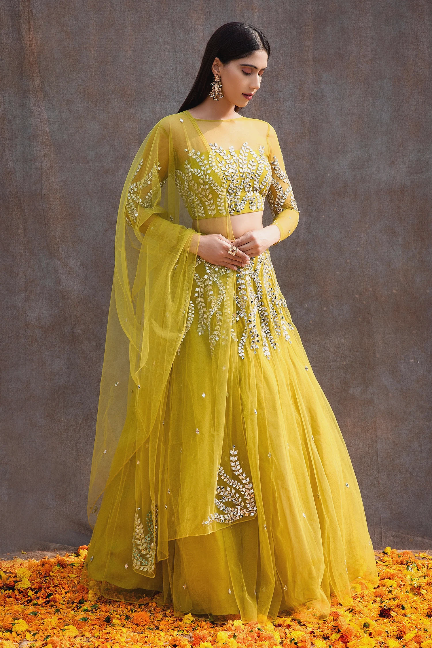 Mirror Embroidered Bridal Lehenga Set