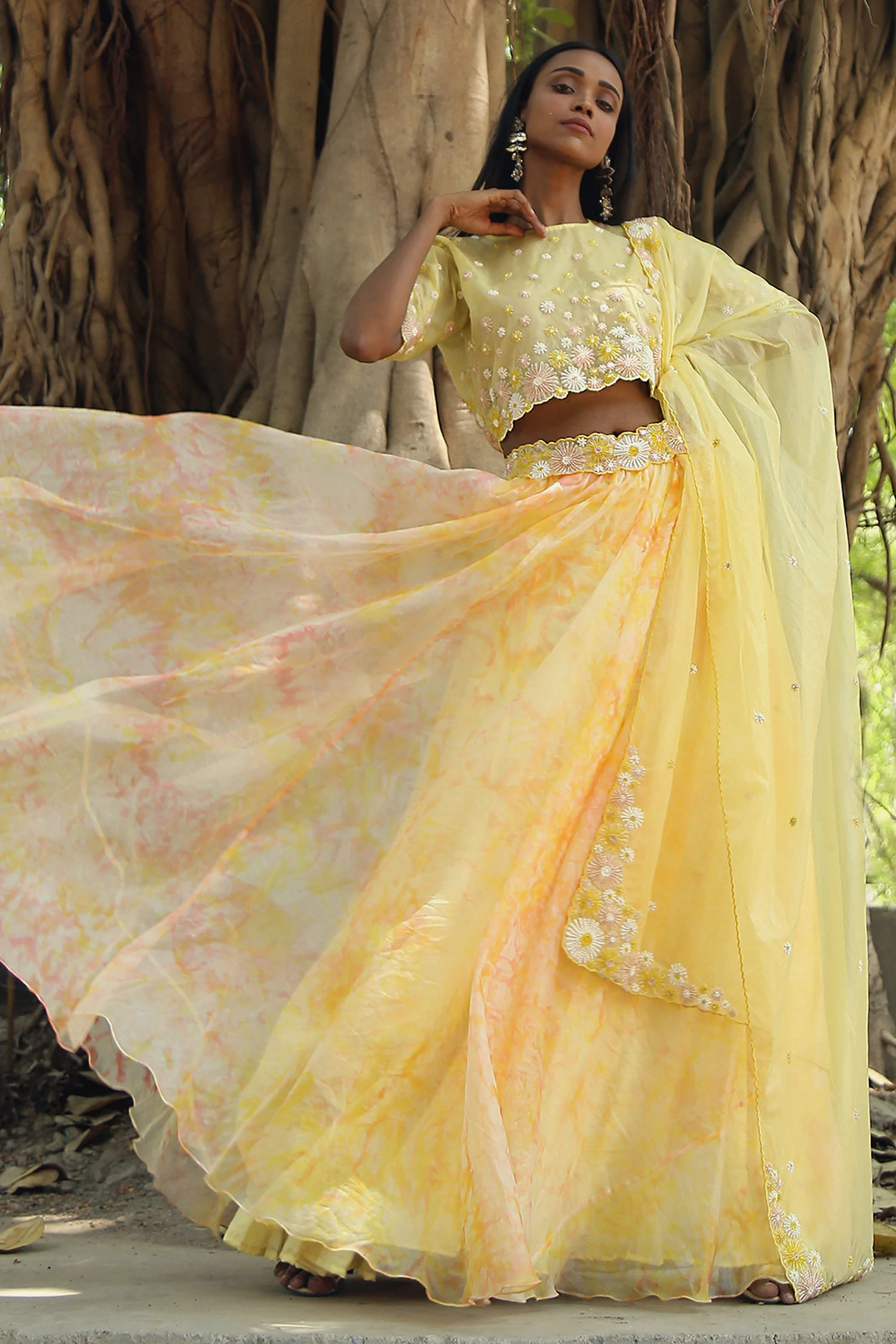 Tie-Dye Organza Lehenga Set
